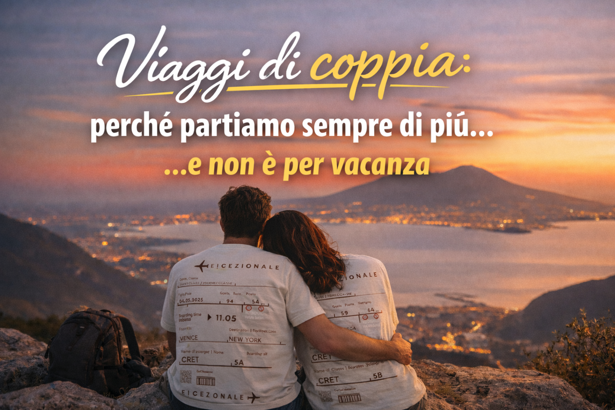 Viaggi di coppia: t-shirt personalizzate E!CEZIONALE, tramonto a Napoli